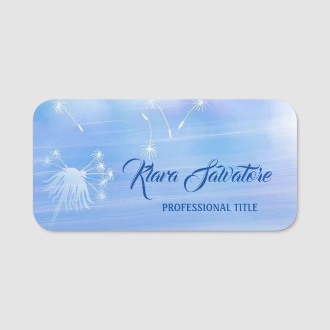 Porte-nom Superbe Dandelion bleu Extraordinaire doux (Devant)