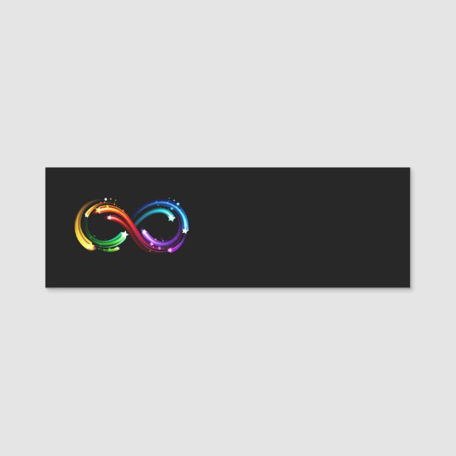 Porte-nom Symbole de l'infini des comètes arc-en-ciel (Devant)