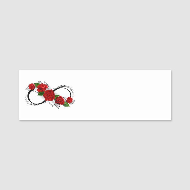 Porte-nom Symbole d'infini avec les roses rouges (Devant)