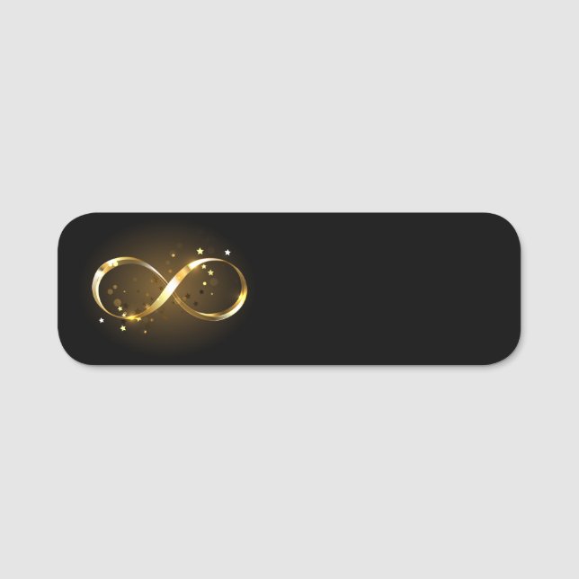 Porte-nom Symbole d'infini doré (Devant)