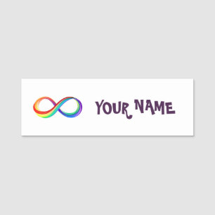 Porte-nom Symbole d'infinité arc-en-ciel stratifié
