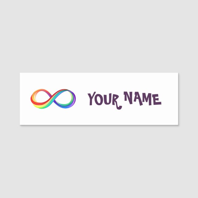 Porte-nom Symbole d'infinité arc-en-ciel stratifié (Devant)