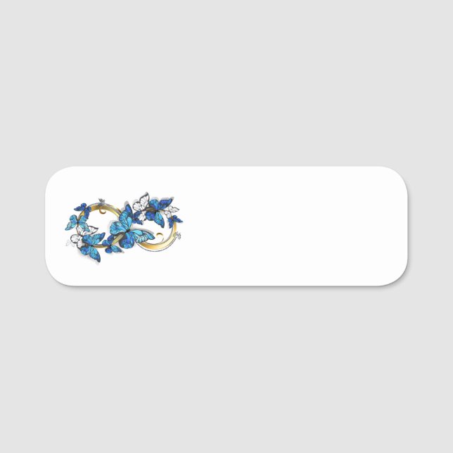Porte-nom Symbole infini de papillons Morpho bleus (Devant)