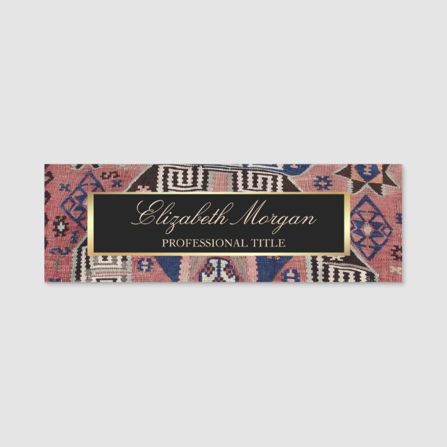Porte-nom Tapis kilim bleu antique oriental (Devant)