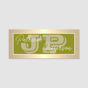 Porte-nom Tendance de mode vert olive luxe or