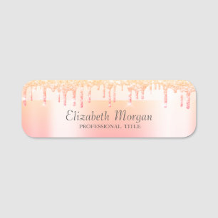 Porte-nom Tendance, rayure, ombre gouttes de paillettes