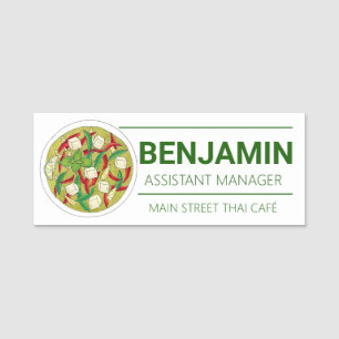 Porte-nom Thai Green Curry Cuisine Serveur Restaurant Restau