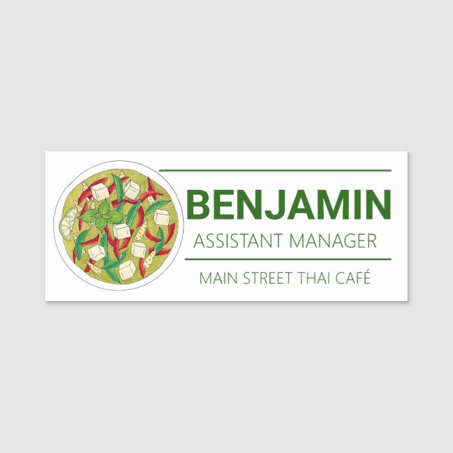 Porte-nom Thai Green Curry Cuisine Serveur Restaurant Restau (Devant)