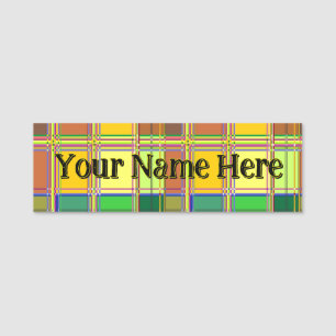 Porte-nom Tissu Coloré Madras Tartan Caraïbe