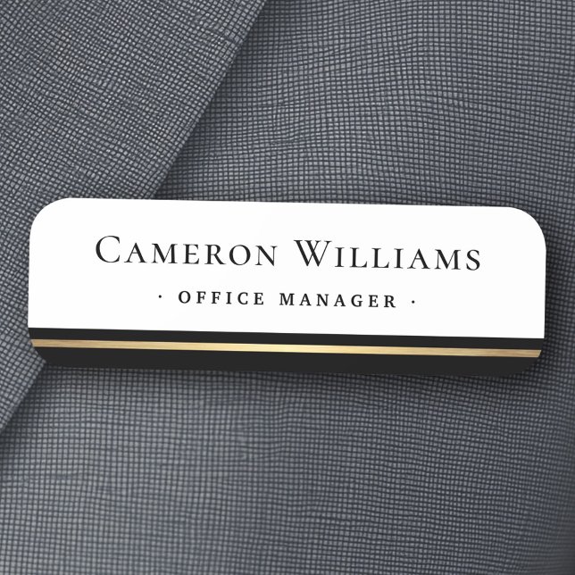 Porte-nom Titre de nom classique noir faux dégradé doré (Classy name title black faux golden gradient name tag)
