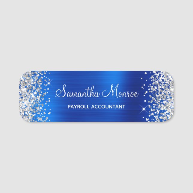 Porte-nom Titre de nom de feuille d'aluminium bleu royal pai (Devant)