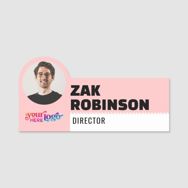 Porte-nom Titre de photo d'identité d'employé de logo d'entr (Devant)