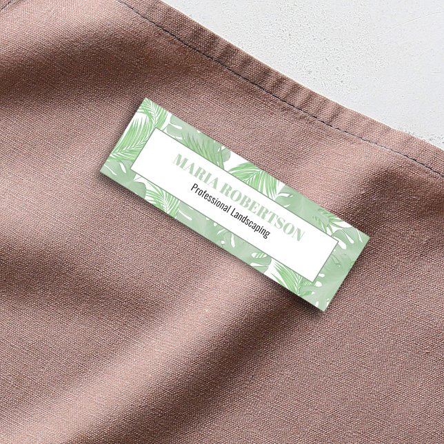 Porte-nom Titre d'emploi de l'employé vert Feuilles botaniqu (Botanical palm leaves business name tag)