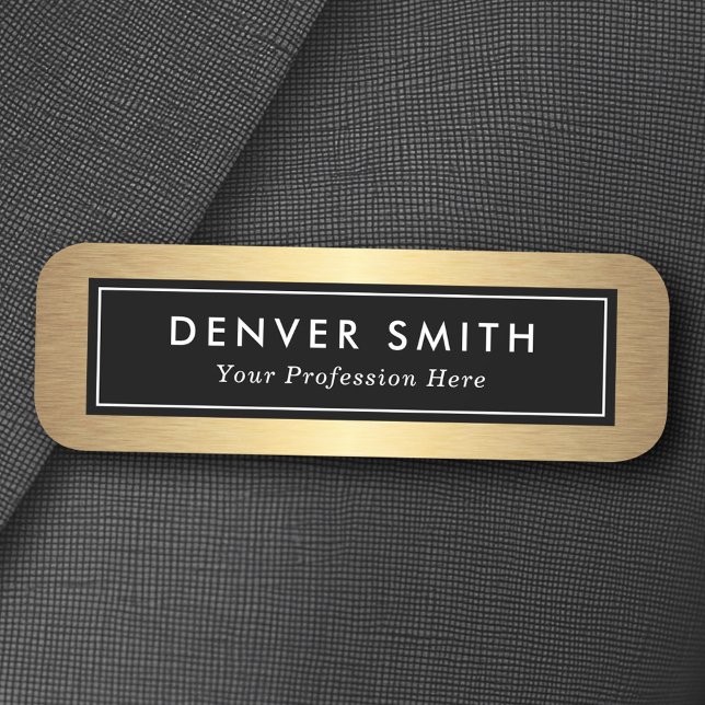 Porte-nom Titre du dégradé noir et or (Black and golden gradient name title name tag)