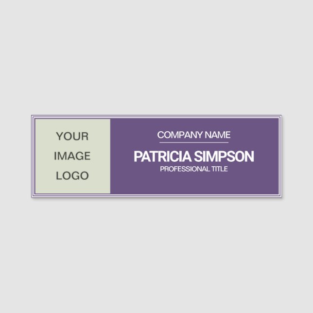 Porte-nom Titre du logo Arrière - plan violet et beige (Devant)