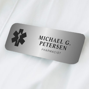 Porte-nom Titre du nom du pharmacien pharmacie argent magnét