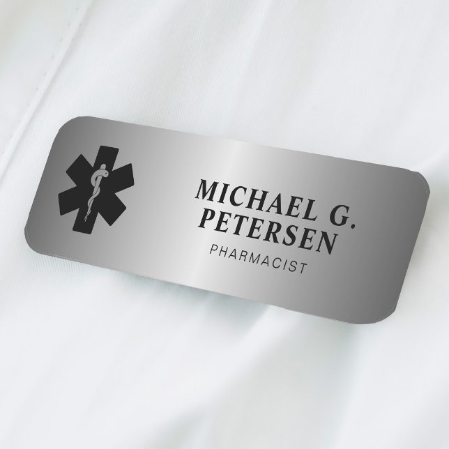 Porte-nom Titre du nom du pharmacien pharmacie argent magnét (Créateur téléchargé)