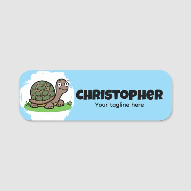 Porte-nom Tortue mignonne personnalisée (Devant)