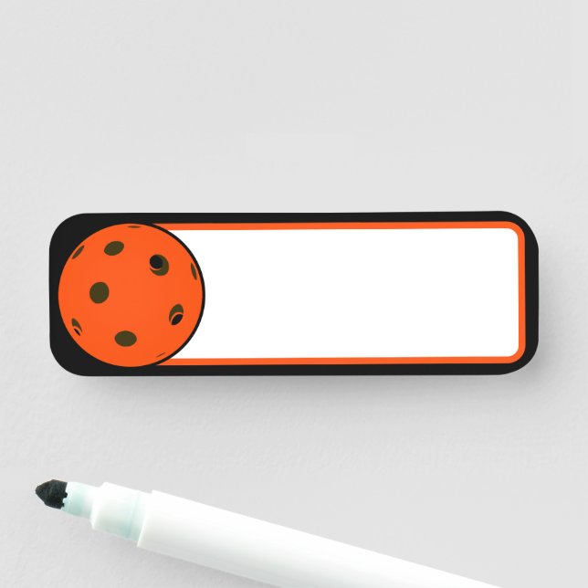 Porte-nom Tournoi de Pickleball Balle Orange Tableau Blanc E (En situation)