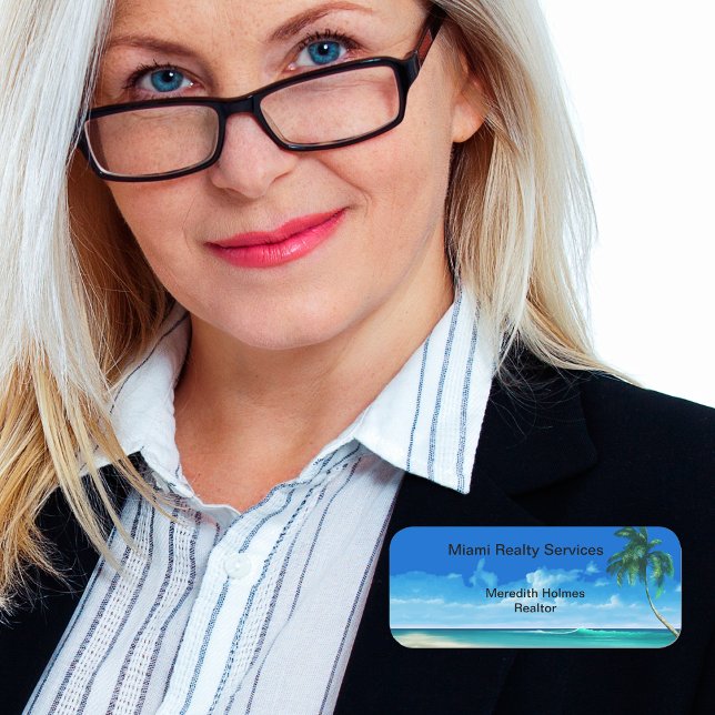 Porte-nom Tropical Beach Coastal Immobilier (Créateur téléchargé)