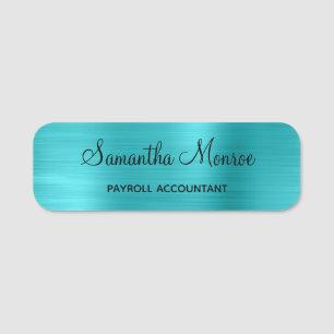 Porte-nom Turquoise Bleu Métallisé