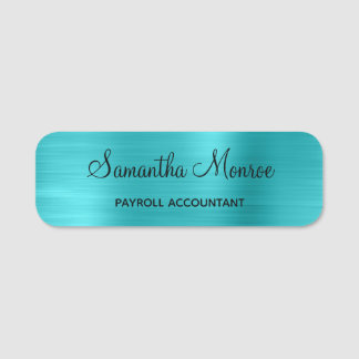 Porte-nom Turquoise Bleu Métallisé