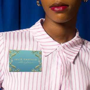 Porte-nom Turquoise Gold Luxe Glam Élégant script de calligr