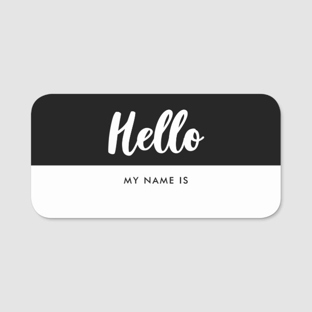 Porte-nom Typographie moderne Bonjour mon nom est Dry Erase (Devant)