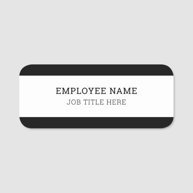 Porte-nom Une Façon Pratique De S'Identifier : Blanc Noir (Devant)