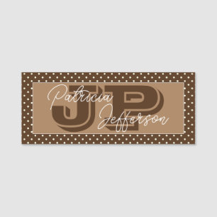 Porte-nom Unique 2 Tons Brown Blanc Découpé : Monogramme mod