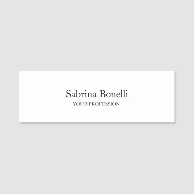 Porte-nom Unique Élégant Plat Simple Blanc (Devant)