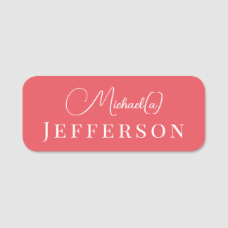 Porte-nom Unique manuscrit Pinkish Coral Rose Professionnel