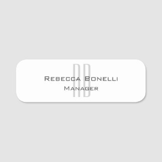 Porte-nom Unique Monogramme gris blanc moderne