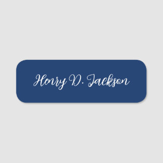 Porte-nom Unique Navy Blue Classical Handwriting Plain