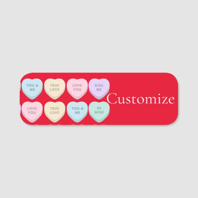 Porte-nom Valentine Candy Hearts Thunder_Cove (Devant)