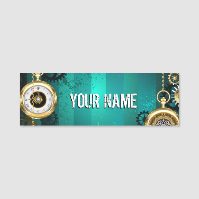 Porte-nom Veille bijoux Steampunk sur un Arrière - plan vert (Devant)