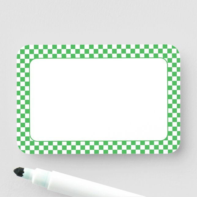Porte-nom Vert et Blanc Vérifié 3x2 (En situation)