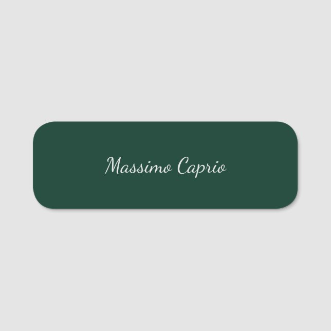 Porte-nom Vert foncé Élégant Casual Propre Nom Écriture manu (Devant)