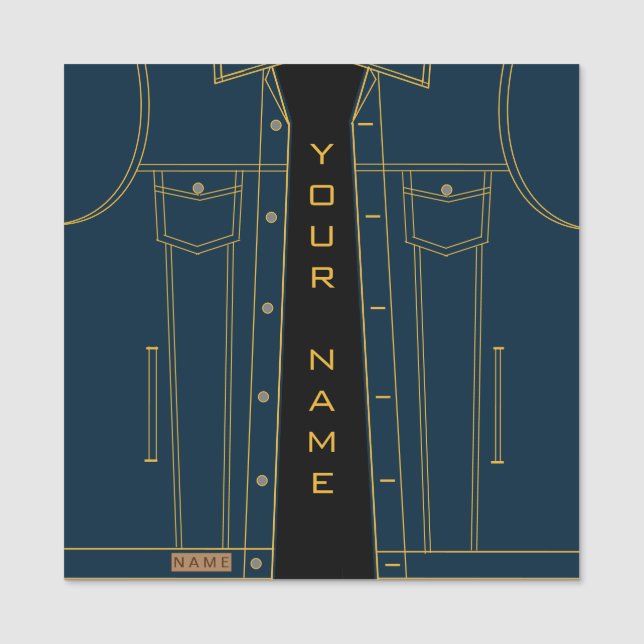 Porte-nom Veste Jeans bleu + Ajouter le nom - (Devant)