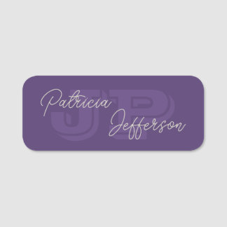 Porte-nom Violet de raisin monogramme : Calligraphie manuscr
