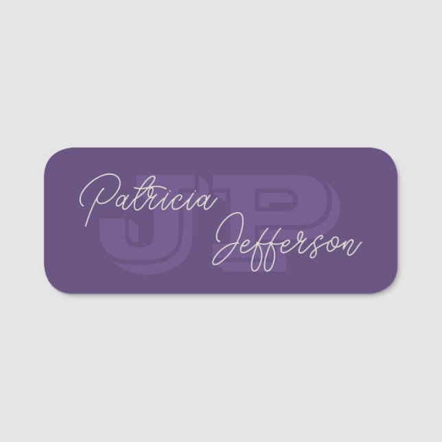 Porte-nom Violet de raisin monogramme : Calligraphie manuscr (Devant)