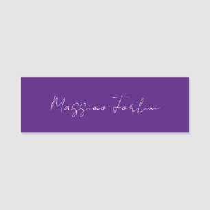 Porte-nom Violet Royal Élégant Minimaliste Calligraphie