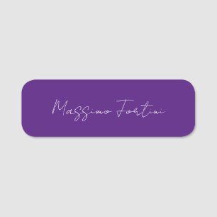 Porte-nom Violet Royal Élégant Minimaliste Calligraphie