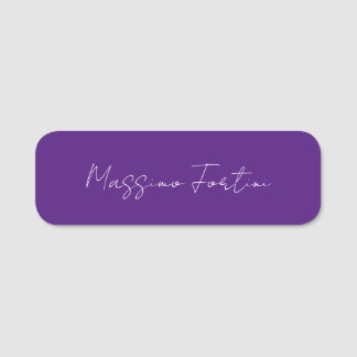 Porte-nom Violet Royal Élégant Minimaliste Calligraphie