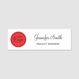 Porte-nom Votre logo d'entreprise sur cercle rouge