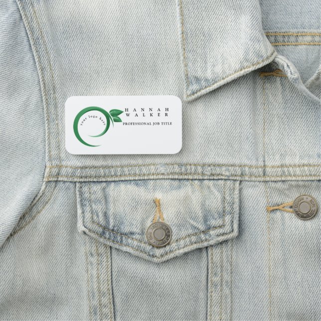 Porte-nom votre logo ici, couleur verte (En situation)