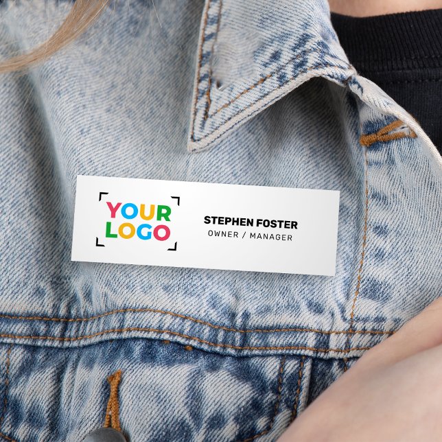 Porte-nom Votre logo ici Simple White Business (Créateur téléchargé)