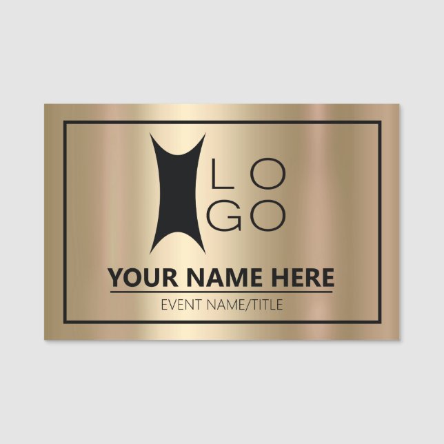 Porte-nom Votre logo sur Metallic Gold ID634 (Devant)
