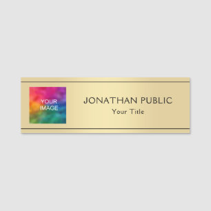 Porte-nom Votre Photo Ou Logo Ici Faux Gold Employé Personne