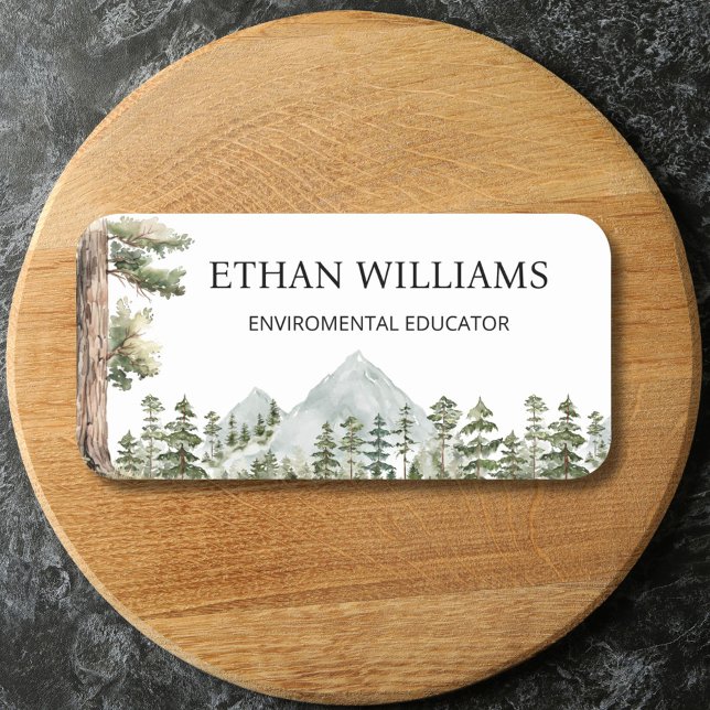 Porte-nom Watercolor Green Forest Personalized  (Close up)